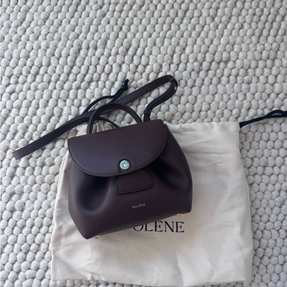 Polene Small Crossbody Bag in Dark Brown Leather